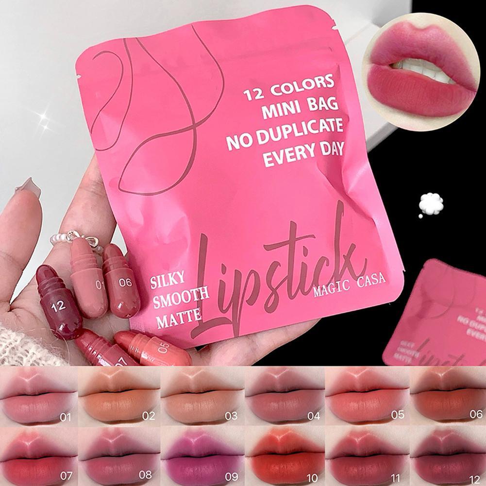 12 Pcs Lipstik Matte Set Lip Matte - Lipstik Matte Anti Air Tahan Lama Yang Tidak Luntur, Set Lipsti