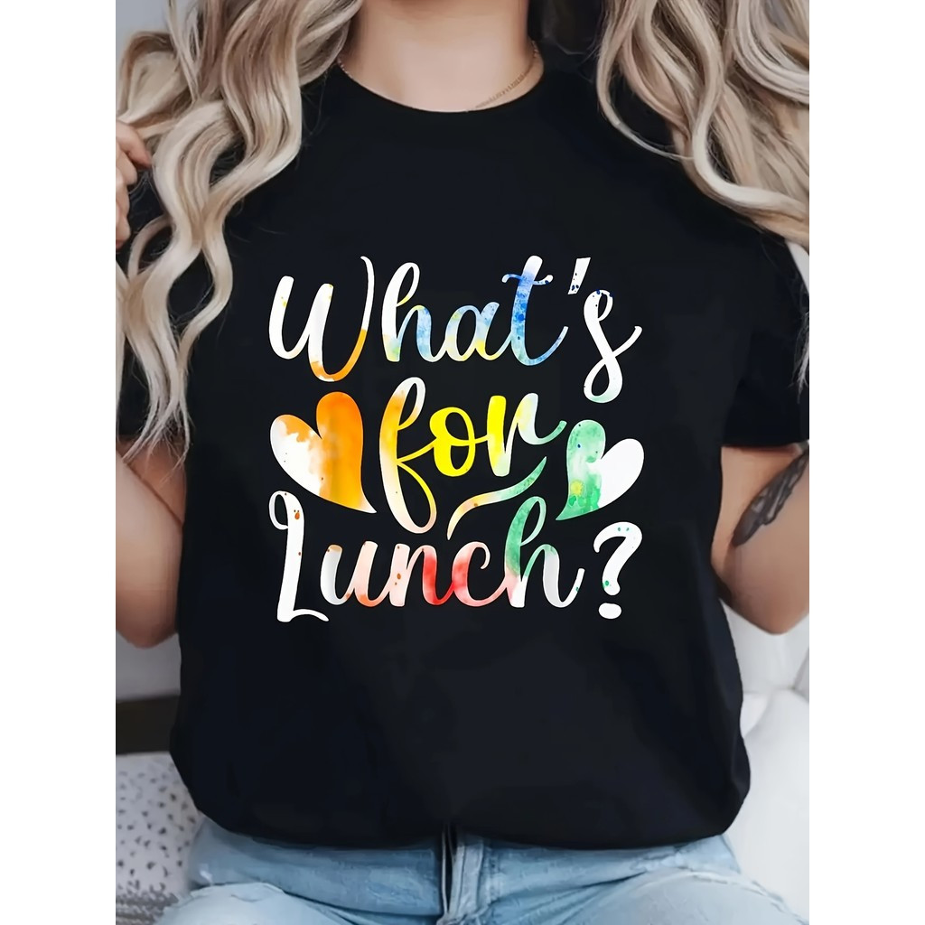 Kaos Seragam Wanita - Seragam Staf Kafetaria & Layanan Restoran dengan Cetakan Huruf (Kain Sedikit E