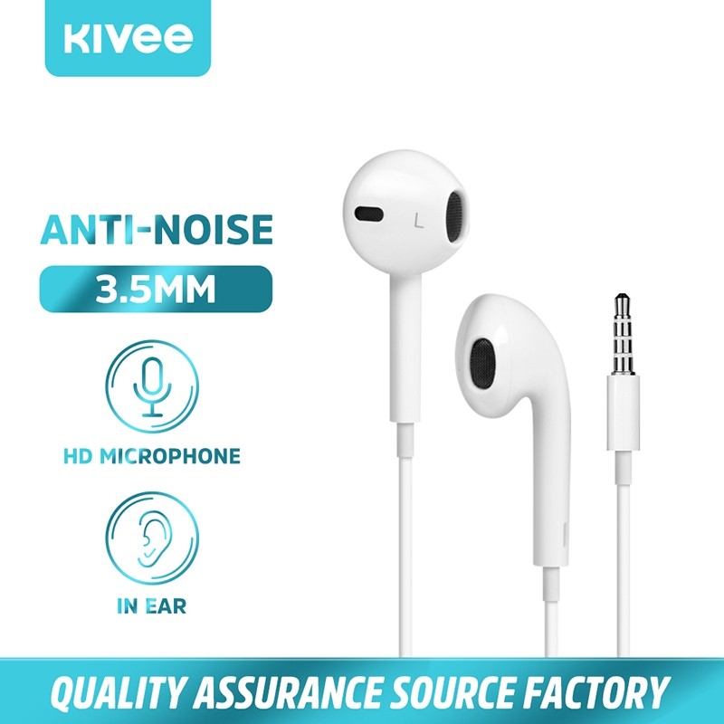 KIVEE Headset Kabel Earphone Bass Jernih Wired Earphone 3.5mm Audio Jack KV-MT12 For iPhone Samsung