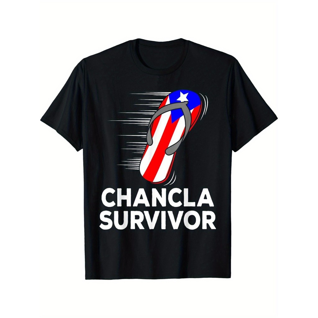 Koleksi Kaos Pria Katun 100% Desain Unik & Nyaman Kaos 'Chancla Survivor' Bendera Amerika Kucing Hit
