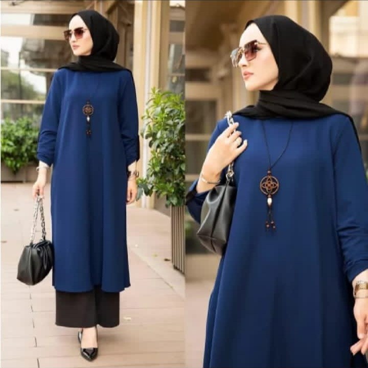 Giovanno Store Fashion Long Tunik Polos Inara Crinkle Ukuran M,L,XLXXL Jumbo Terbaru Tunik Muslim In