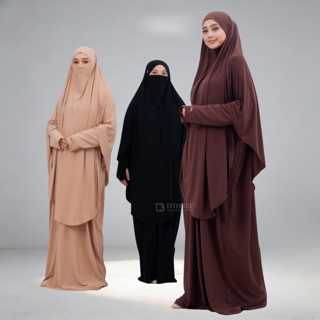 Dthree - Abaya Sahiera Set French khimar | Abaya Umroh & Haji French Khimar | Abaya Remaja Aesthetic