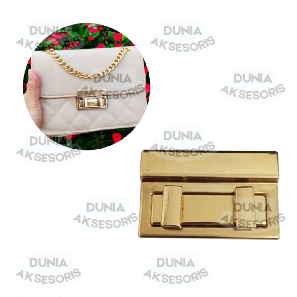 Asesoris Tas Variasi V183 Plat Kotak Kunci Putar - Aksesoris Tas (IMPORT)