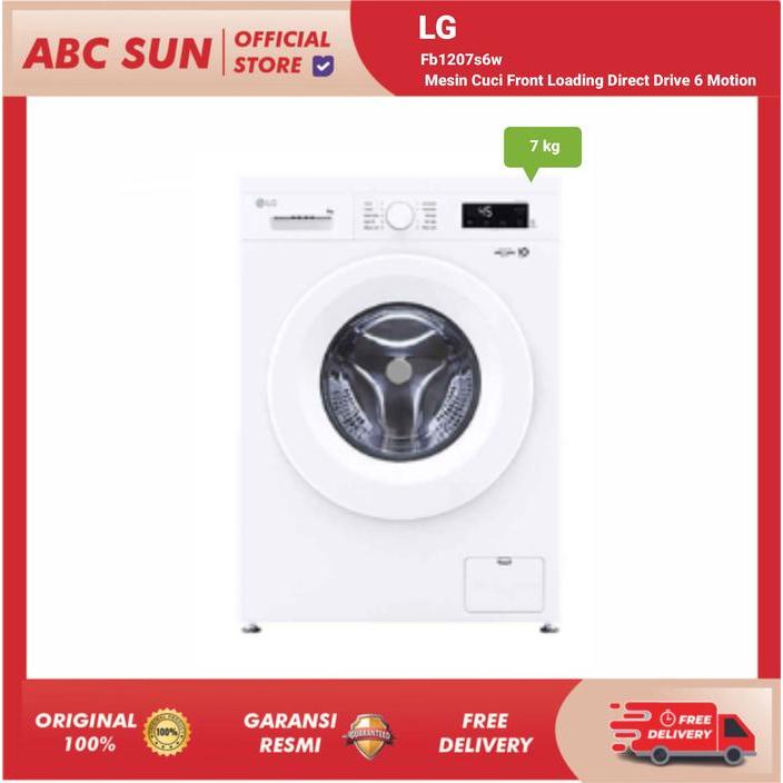 LG FB1207S6W Mesin Cuci Front Loading Direct Drive 6 Motion 7kg Garansi Resmi 10 Tahun Stainless Ste