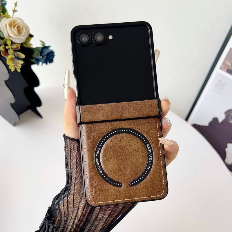 Kasus Telepon Flip Kulit Magnetik Mewah untuk Samsung Galaxy Z Flip 7 Z Flip6 Z Flip5 Z Flip4 Z Flip