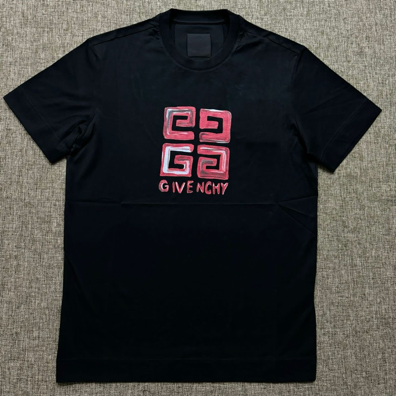 Givenchy 4G Multicolor Red Tee Black Original Kaos Unisex