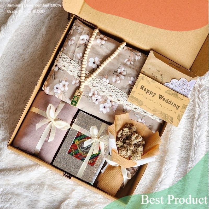 Hampers mukena premium motif / hampers mukena katun/ kado mukena renda/ Coklat Tua Coklat Susu Cokla