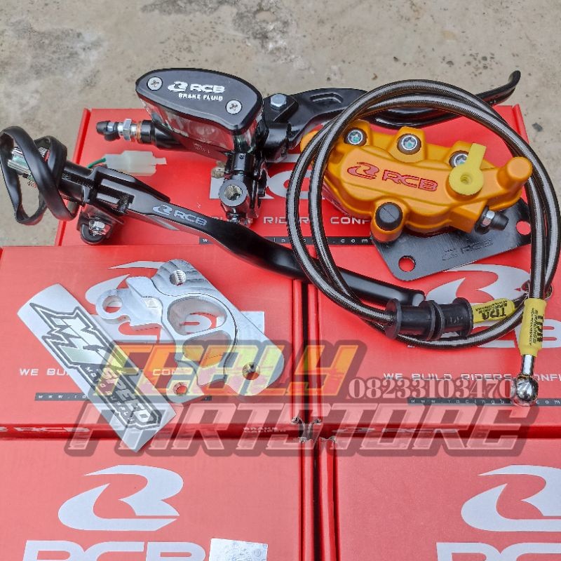 PAKET SET MASTER KALIPER RCB RX KING KALIPER RCB S SERIES 2 PISTON ORIGINAL MASTER REM RCB OVAL 14MM