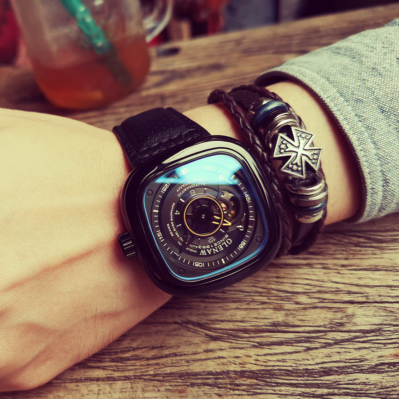 Jam Tangan Pria Swiss Jam Tangan Pria Otomatis Penuh Jam Mekanis Kotak Berongga