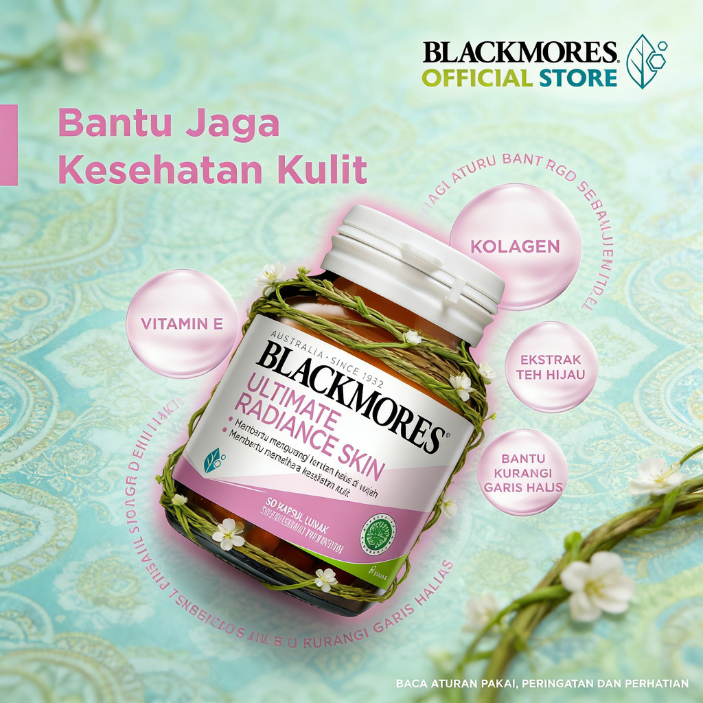 Blackmores Ultimate Radiance Skin 1 Kapsul Sehari Mengandung Kolagen, Vit E, Ekstrak Teh Hijau & Lai
