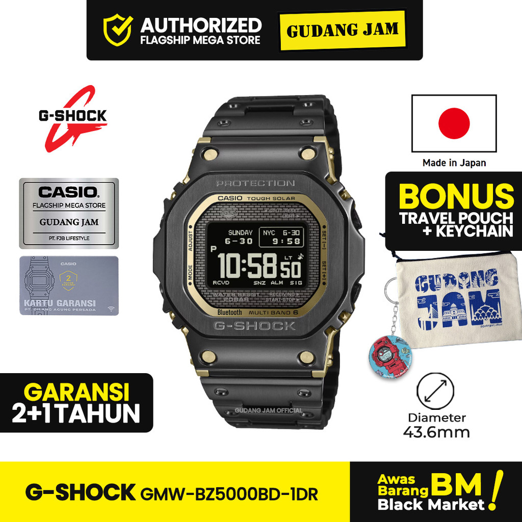 Jam Tangan Pria G-Shock GMW-BZ5000BD-1DR Digital Dial Black Stainless Steel Band