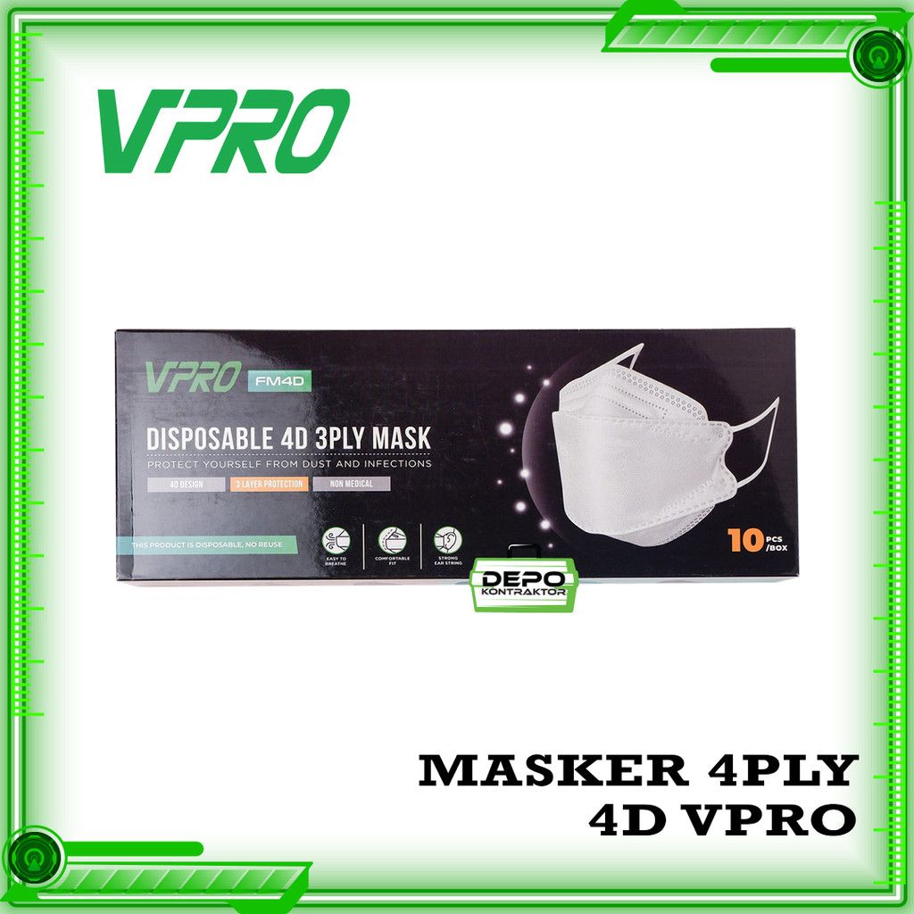 Masker 4D VPRO Disposable Mask 4 Ply Model Sensi VPRO