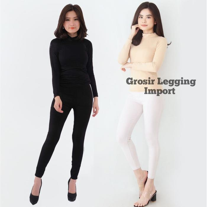 Manset Baju Wanita Lengan Panjang Jumbo M - 5XL Baju Kaos Hijab Import - Hitam, M