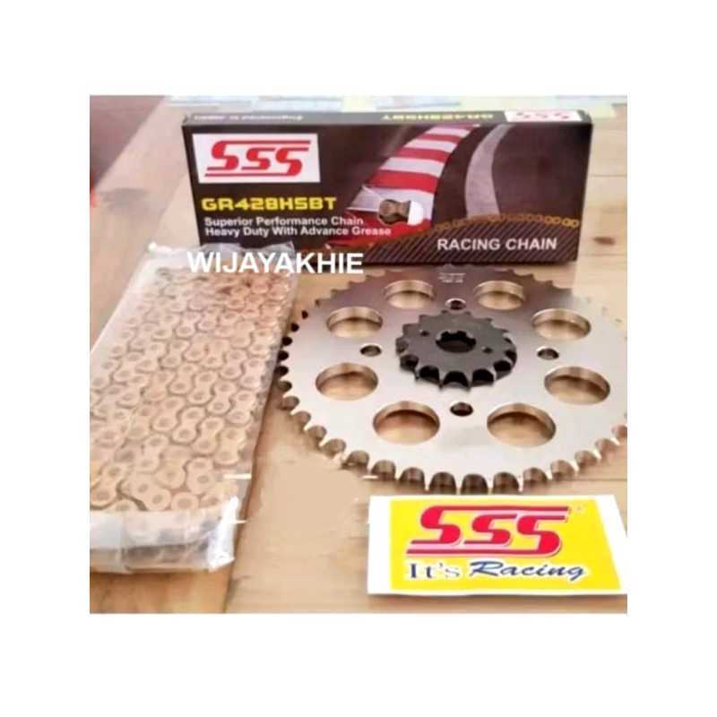 Gear Set FULL SSS 428 RX KING Jupiter/Z, MX/New, Vega/R, F1Z/R, RX-Z, RX-S + Rantai SSS 428 HSBT GOL