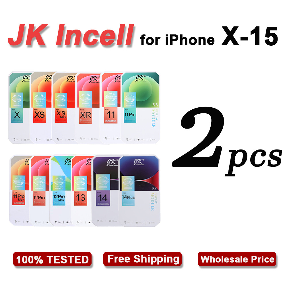 2 Pcs JK Incell untuk iPhone X XS XR 11 12 13 14 Pro 15 Pro Max LCD Display Touch Digitizer Assembly