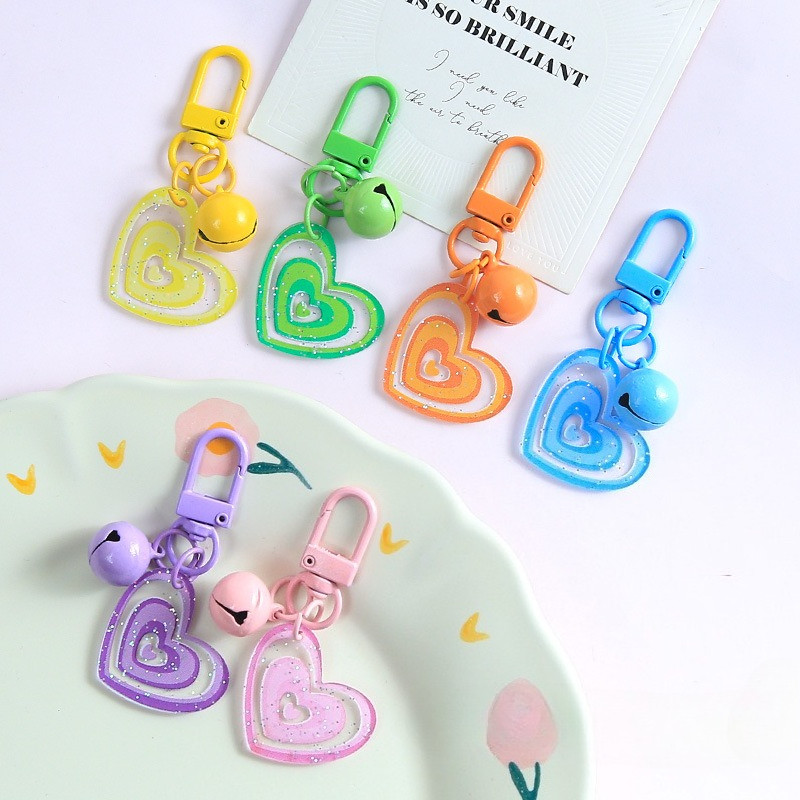 Rantai Gesper Akrilik Motif Cinta Berkilau, Aksesoris HP Tas Hadiah Kecil Cantik