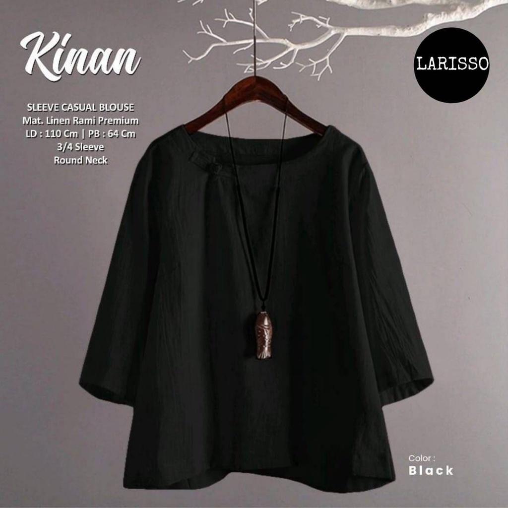 BAJU ATASAN WANITA  | KINAN BLOUSE | BLOUSE TANPA KANCING | BLOUSE LINEN RAMI