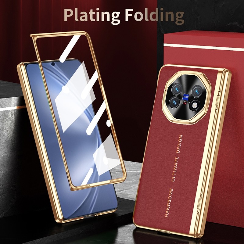 X Fold5 Kasus Casing untuk Vivo X Fold 5 X Fold 3 Pro Mewah Electroplated Kulit Plain Engsel semua t