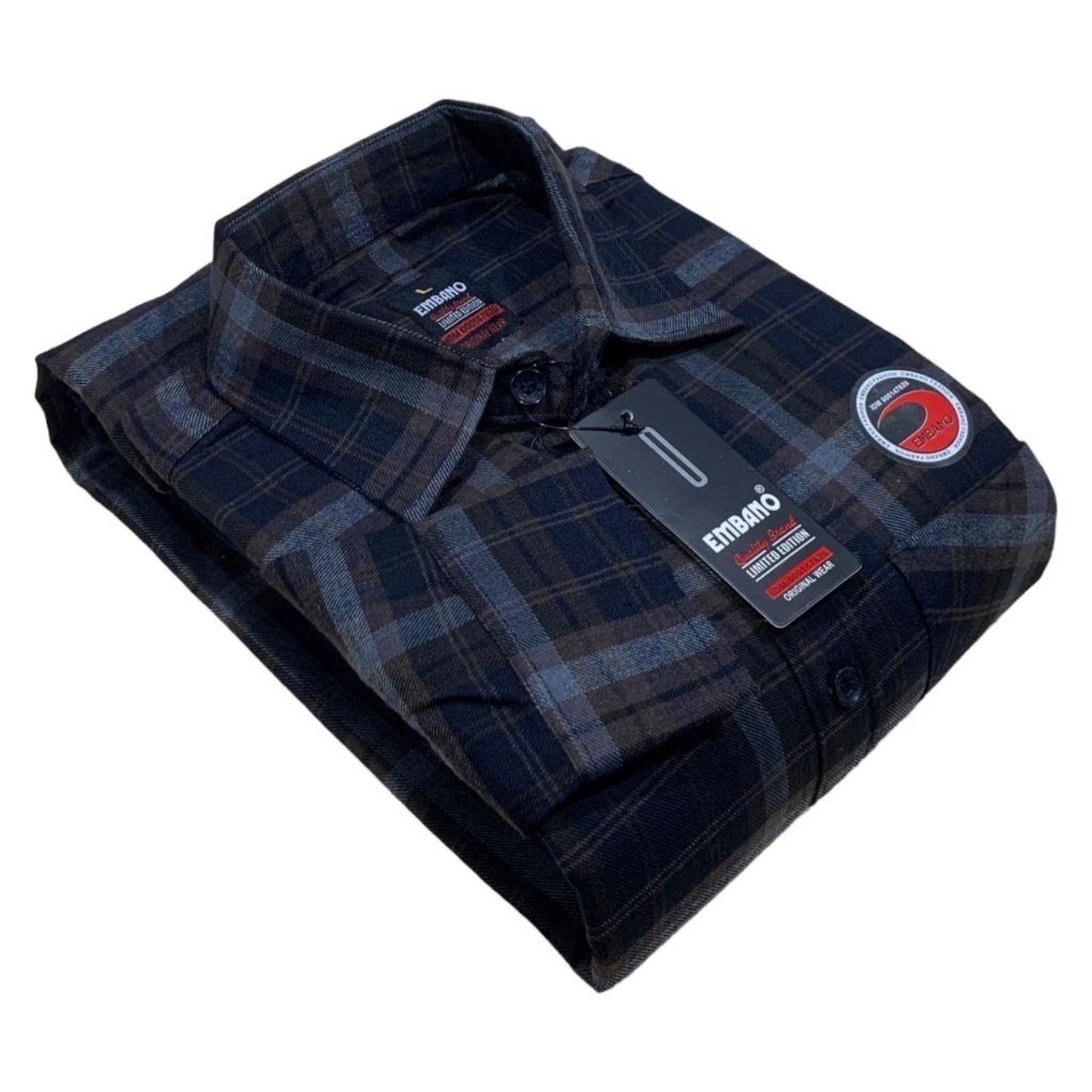 CSFO Kemeja Kotak Pria Lengan Panjang Ukuran M L XL Hem Casual Formal Kuliah Atasan Cowok Katun Flan