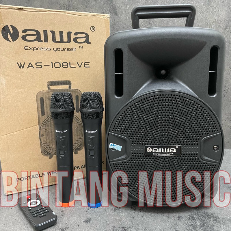 Speaker bluetooth aiwa 108lve original portable aiwa 108 lve 8inch
