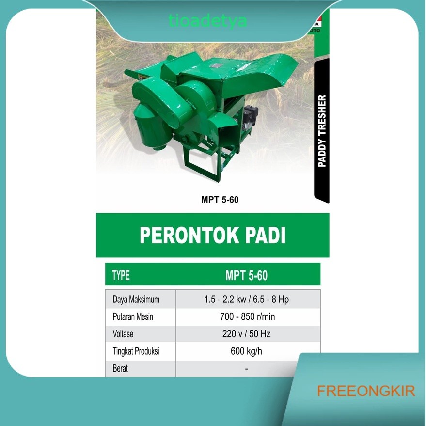 Mesin Perontok Padi MAHKOTA MPT5-60 / Paddy Threser MPT 5-60 Mesin Perontok Biji Padi Gandum MAHKOTA