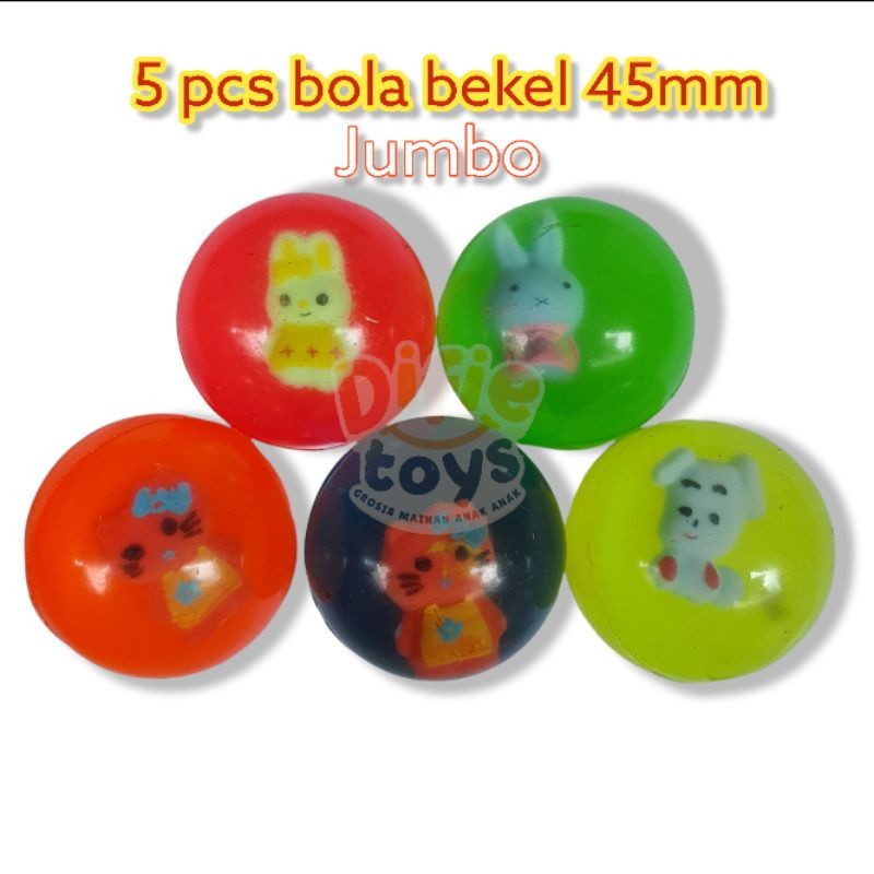 5 pcs Bola bekel motif boneka ukuran jumbo warna cerah grosir