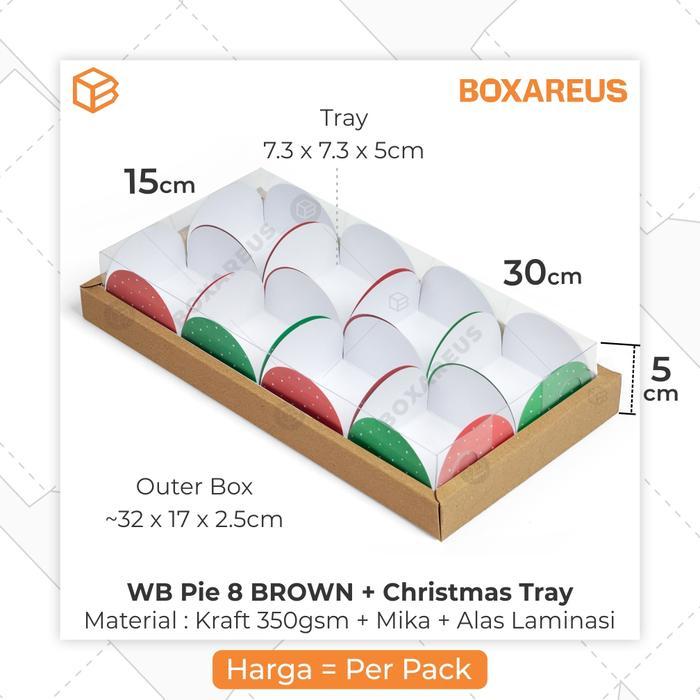 Dus Mika Natal Pie Christmas Box Sekat 8 Fruit Tart Dus Kue | WB Pie 8 - Brown + Alas
