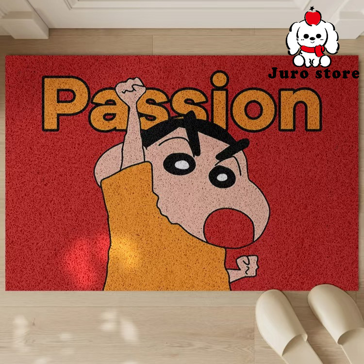 JURO Keset Outdoor Shinchan Penyerap Air Anti Selip ,Keset Pintu, Keset Kulit Berkualitas Tinggi Cep