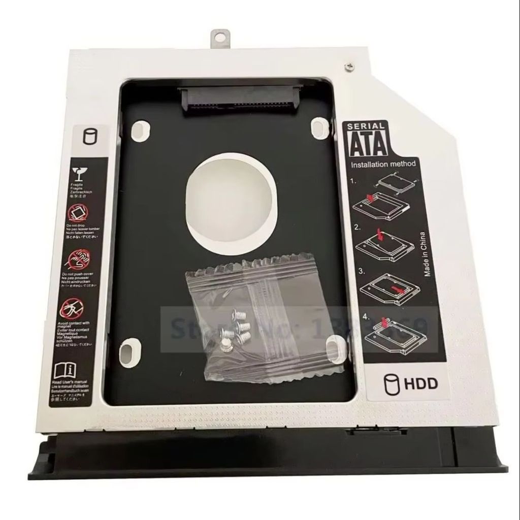 with Bezel Front Panel Tail Metal Hook 2nd 2.5 SATA Hard Drive SSD HDD Optical bay Caddy Frame Adapt