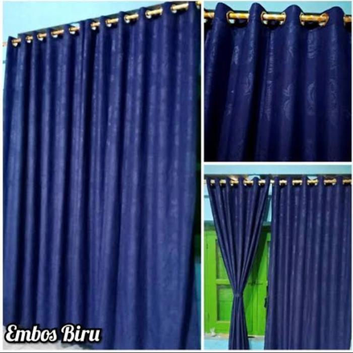 Hordeng Pintu Embos Model Smokring Ring 8 Bahan Poly Micro Ukuran 200x85 cm 8 Lubang Ring Warna Kuni