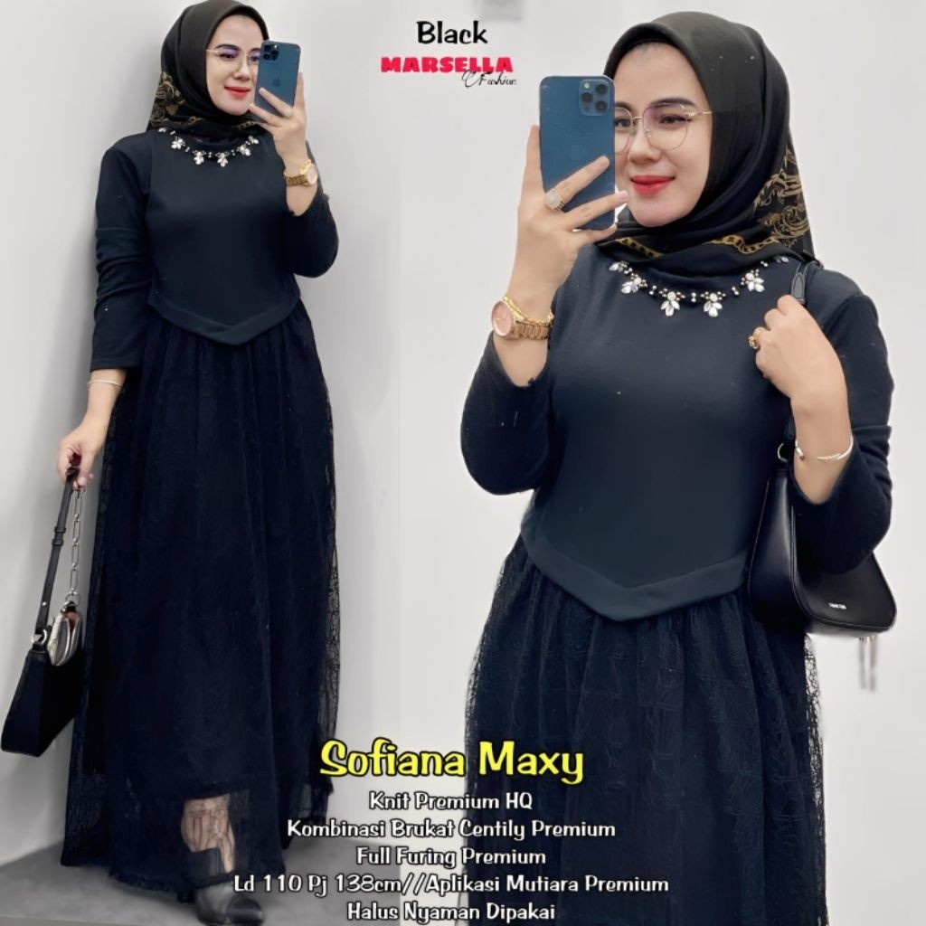 ada grup reseller bisa join tanya ke admin alyastore Sofiana Maxy Gamis Knit mix brokat premium  Mar