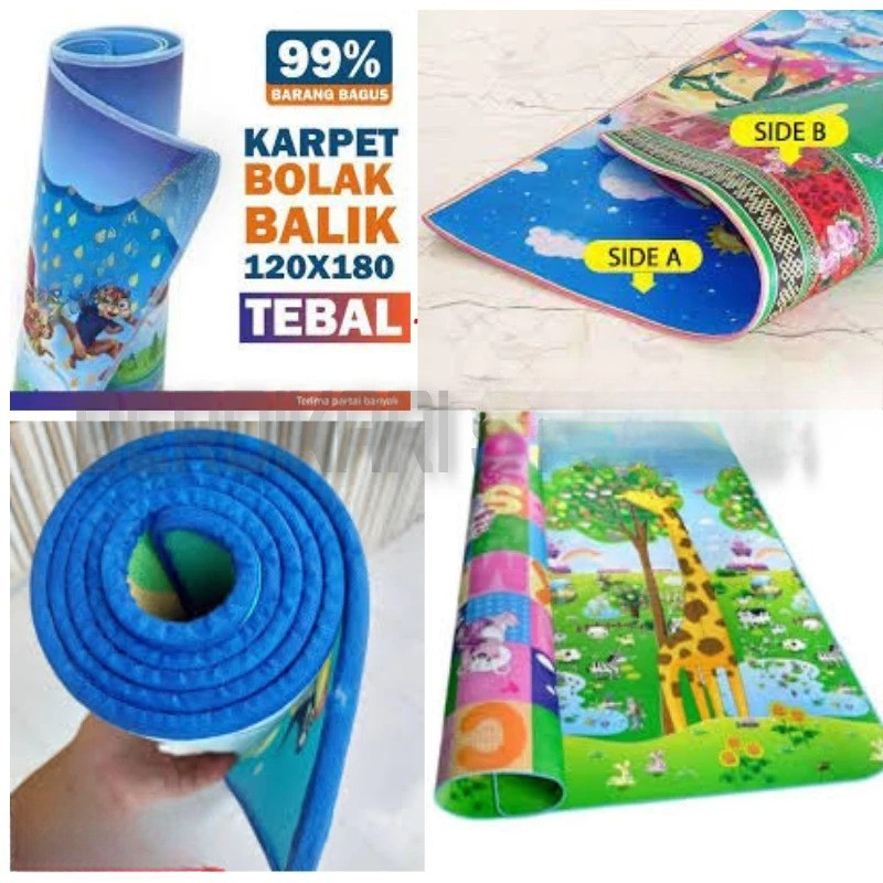 Karpet Foam JUMBO Bolak-Balik Tebal 6mm Karpet Busa Polyfoam Pe Karpet Anak Tikar Lantai Alas Kasur 