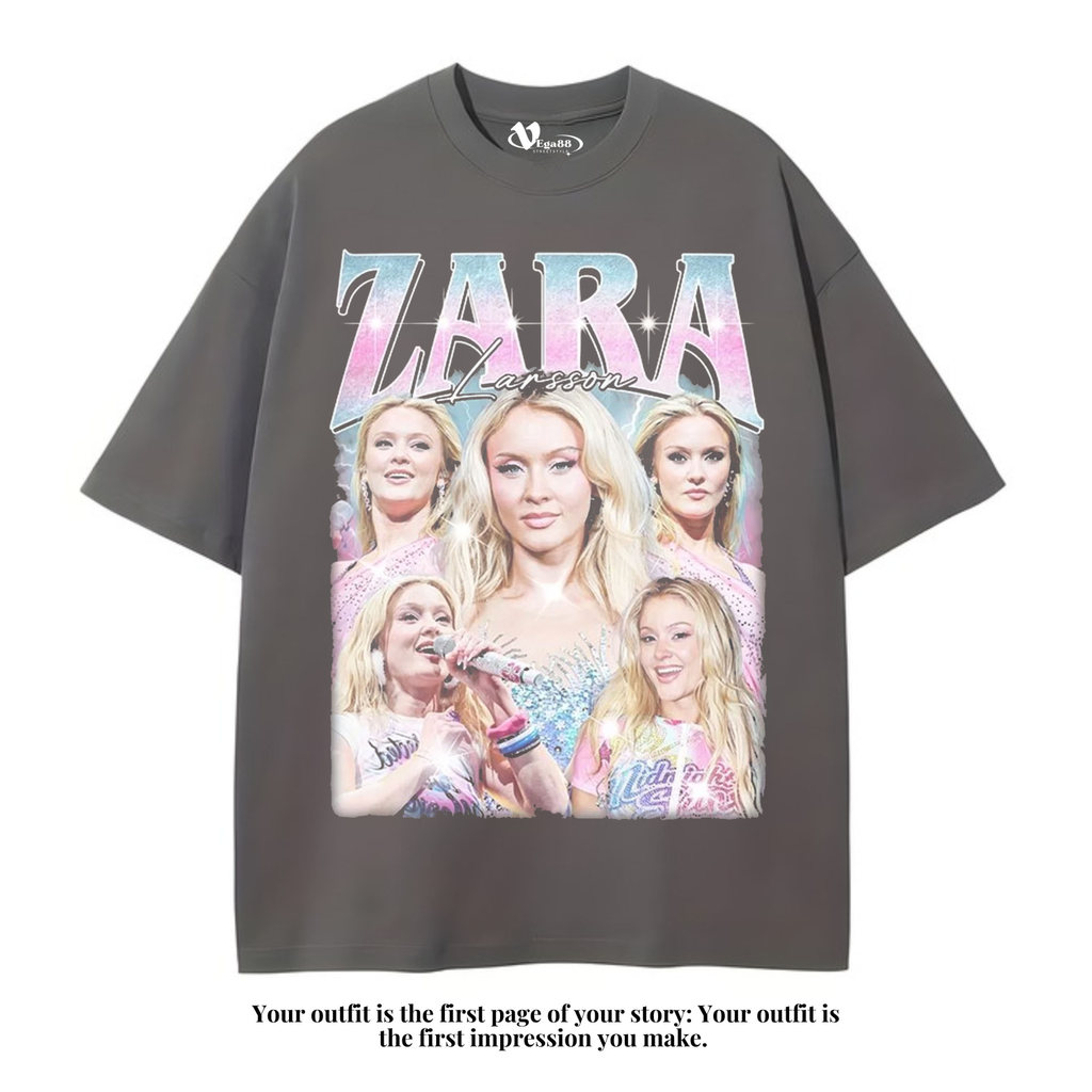 VEGA88 *zara larsson* Kaos oversize | t-shirt oversized | oversize dark grey | vintage tee