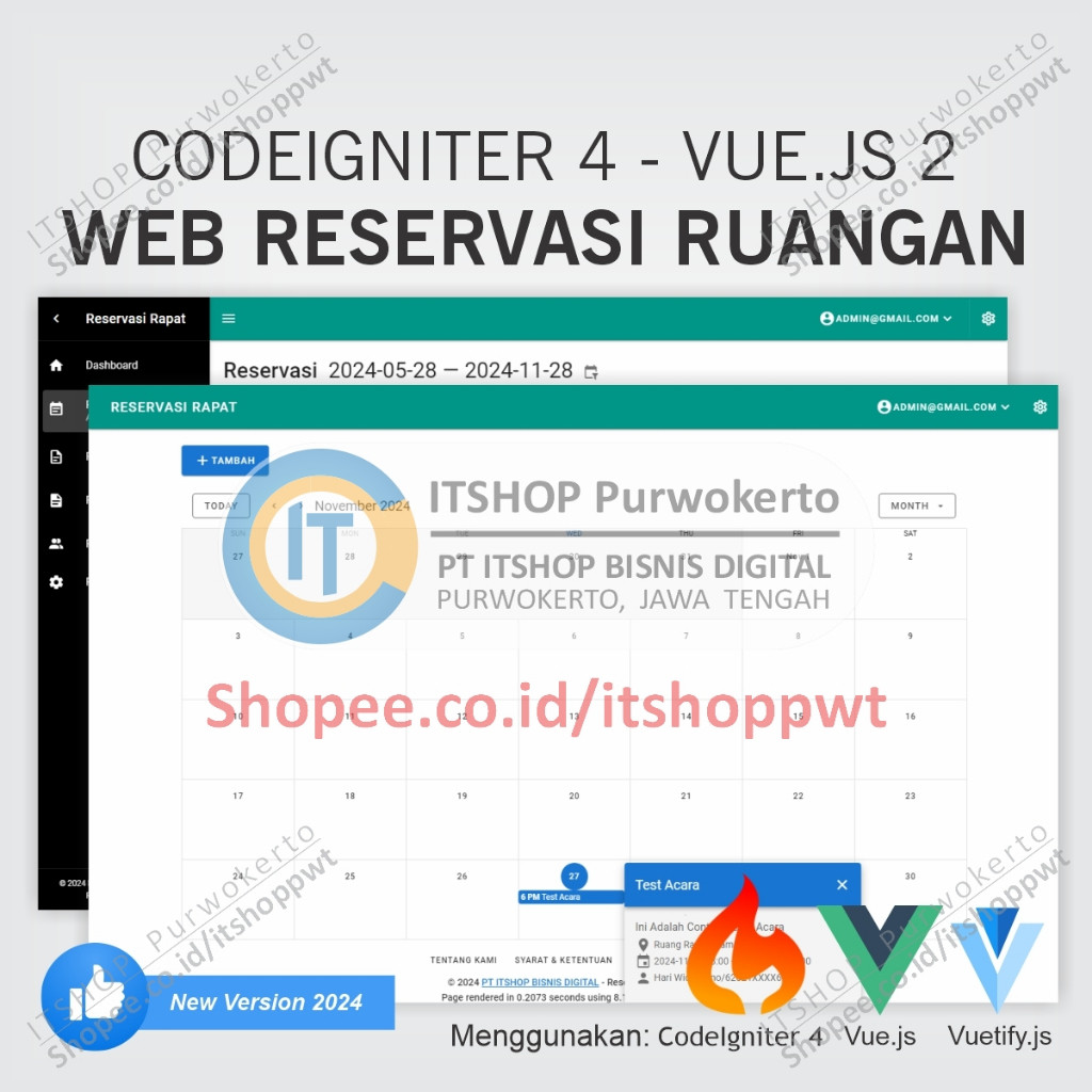 Source Code Aplikasi Web Reservasi Ruangan Rapat menggunakan Codeigniter 4 CI4 MySQL Vuejs