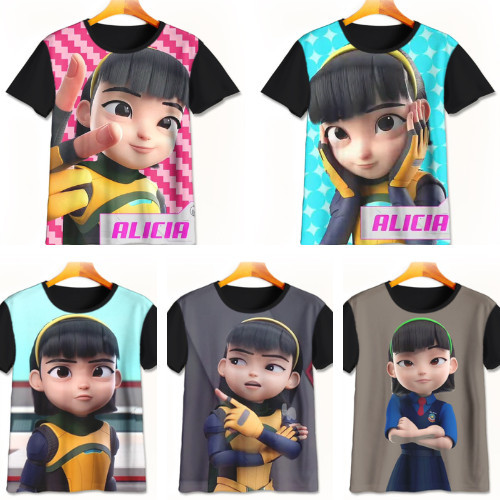 Kaos Ejen Alicia 3D Keren | Kaos Kartun Ejen Alicia | Baju Ejen Alicia Murah Untuk Anak Umur 1-12 Ta