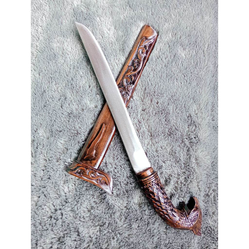 GOLSEM (golok sembelih) 30 CM GAGANG UKIRAN BURUNG GARUDA pisau sembelih baja 30 cm