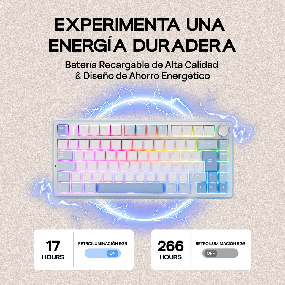 EPOMAKER AULA F75 ISO-ES 75% Spanish QWERTY Hot-Swap Gasket-Mounted Wired/Bluetooth/2.4GHz Wireless 