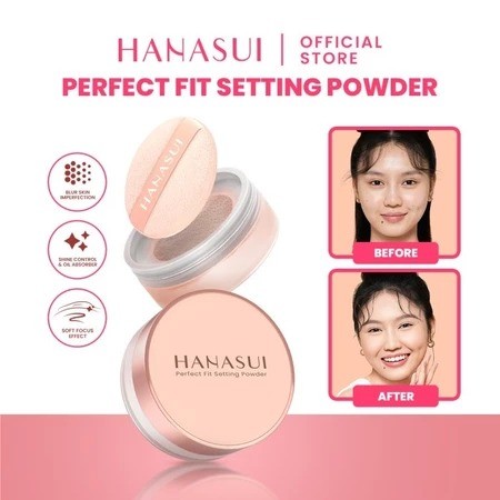 Hanasui Perfect Fit Setting Powder Bedak Tabur Ringan Natural Coverage Hanasui Loose Powder