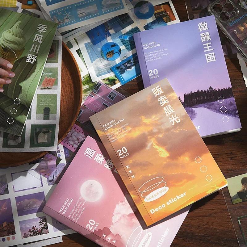 20pages Washi Paper + PET + Magazine Paper Stickers Letter From The Wind Series Creative Hand-book D