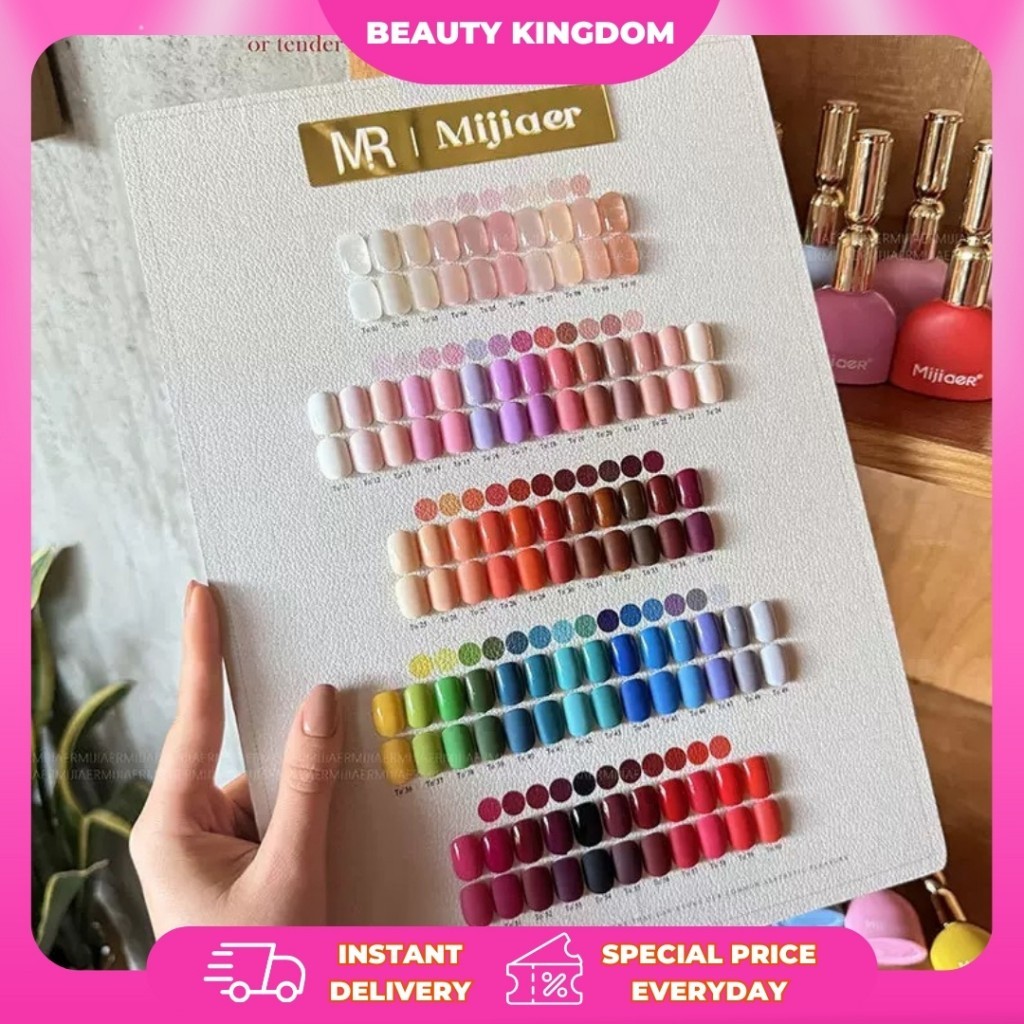 Mijiaer Set 60 Warna Color Free Display Board Kutek Uv Gel Nail Polish Botol Tutup Emas Paket Usaha 