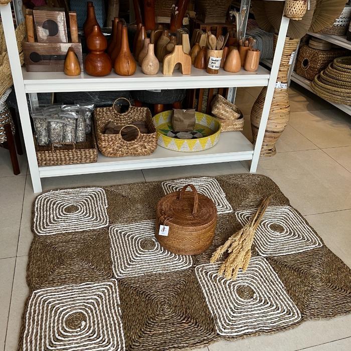 Karpet Mendong / Rug Mendong / Karpet Lantai / Tikar Anyaman Persegi - Polos