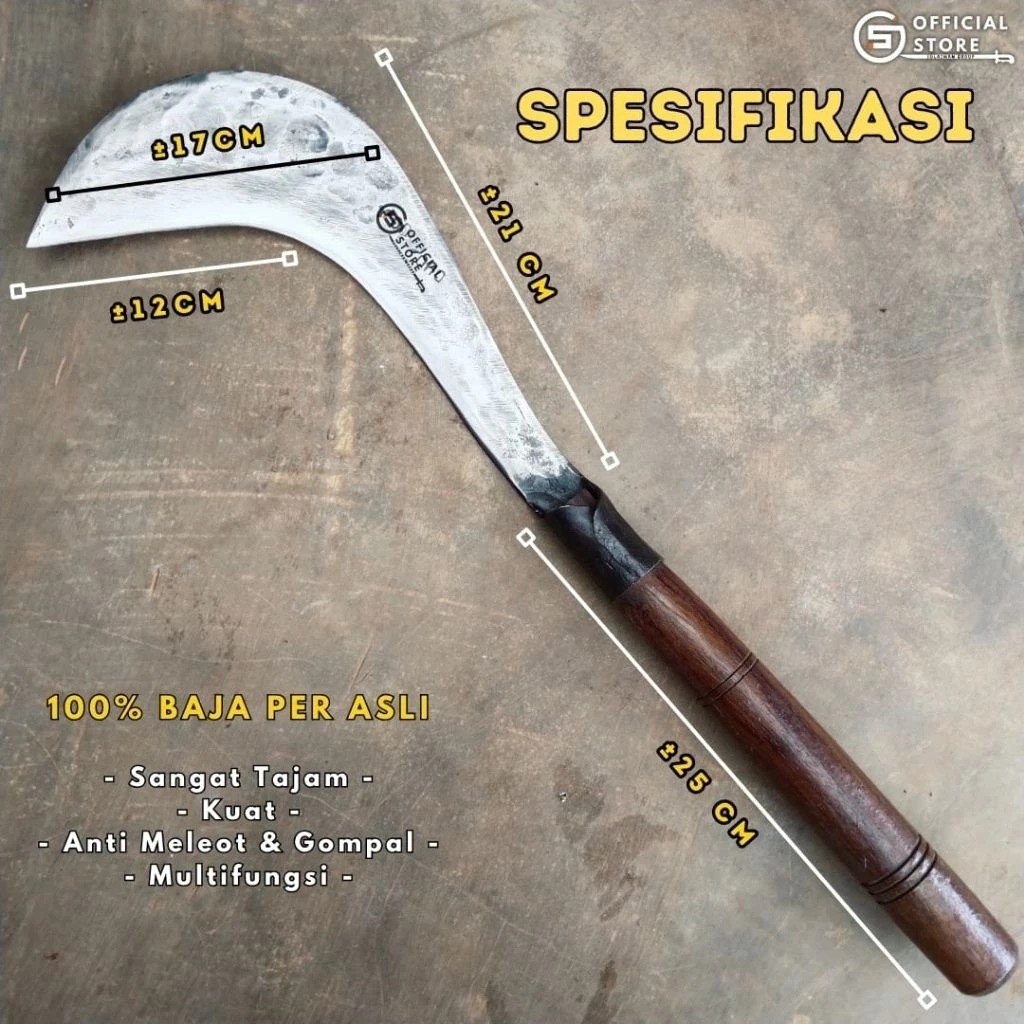 Arit Dewi Congkrang Full Baja Per, Super Tajam Alat Panen Padi Dan Pembersihan