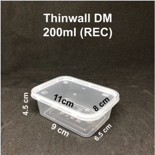 (PAKBOS)THINWALL DM 200 ML Rec(25 pcs) - 200ML Persegi Panjang  - dm 200 rectangle