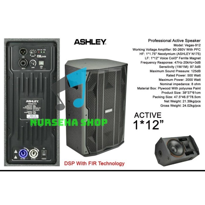 Speaker aktif Ashley 12 inch Vegas 912 original harga sepasang new