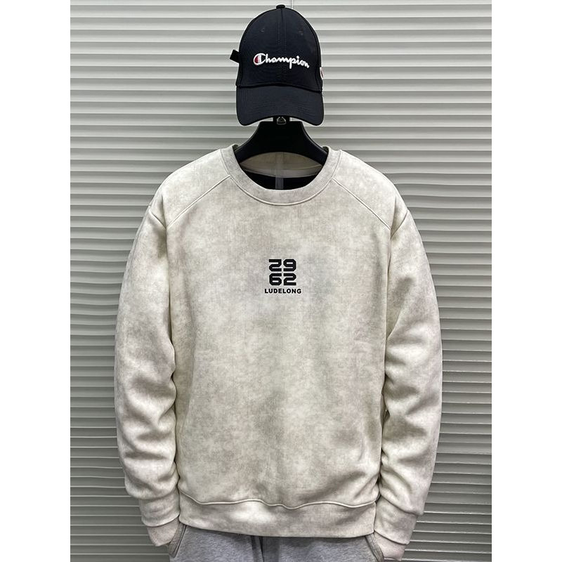 Kemeja lengan panjang berkerah bulat dengan motif cetak ala Korea T Kaos dan jaket olahraga