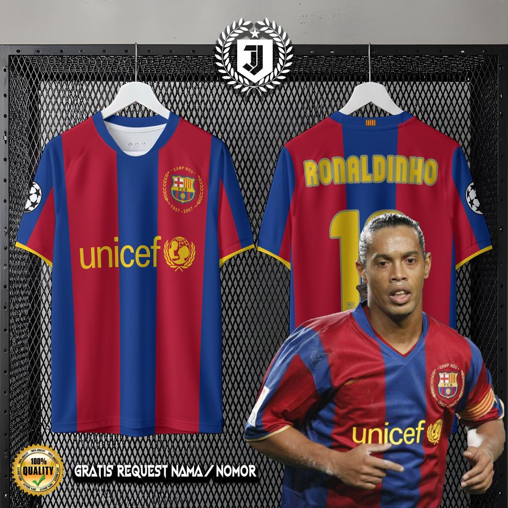 Jersey FC BARCELONA fans supporter  retro vintage 2007-2008 unisex fullprint gratis pasang nama dan 