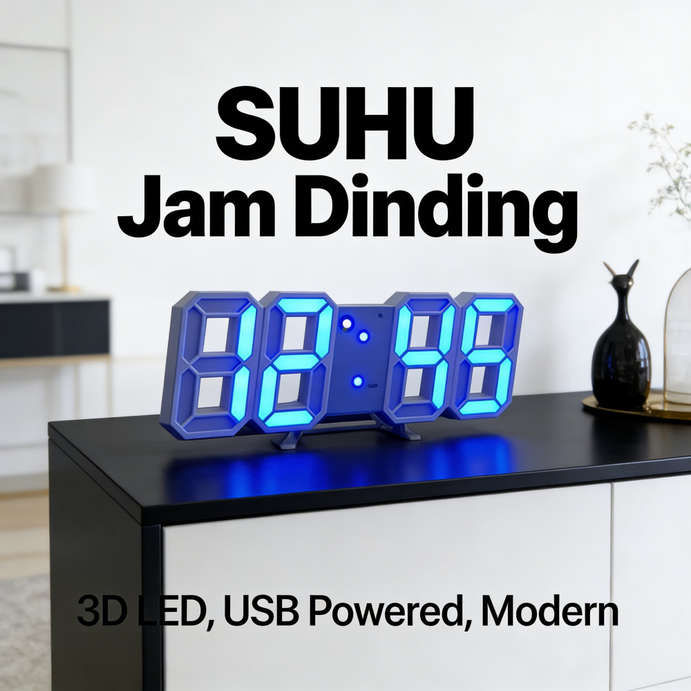MODERN JAM 3D/BESAR JAM/JAM MEJA-ALARM-SUHU/DIGITAL LED DINDING