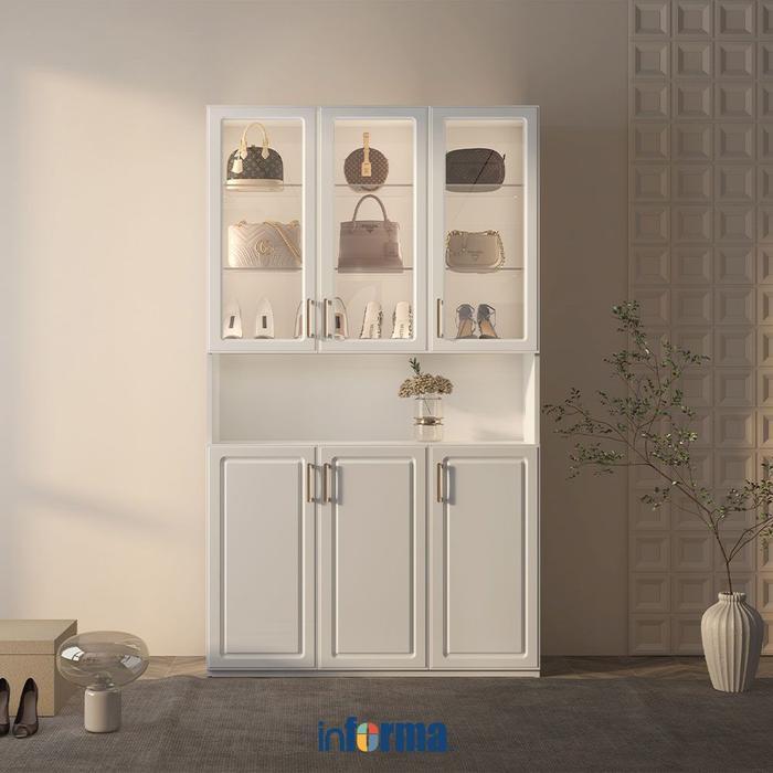 SPECIAL PROMO Informa Igniz Kabinet Sepatu & Tas Dengan 3 Pintu Kaca - Putih Rak Pajangan Tempat Kol