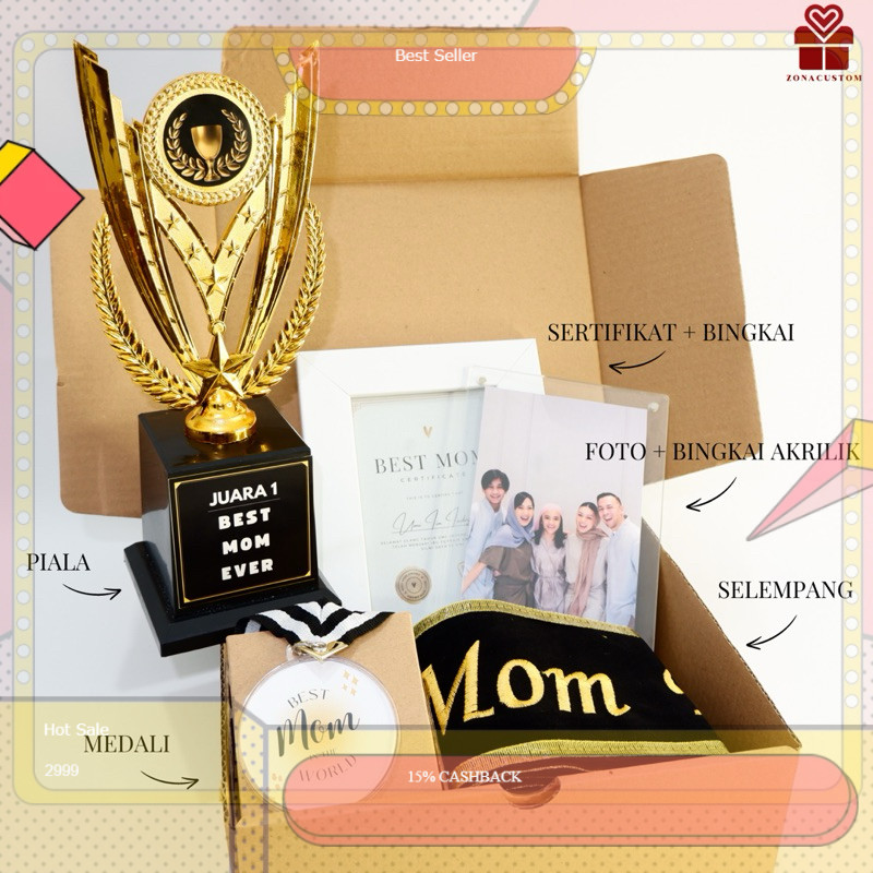 Hampers Sertifikat Ibu Custom Gift Hari Ibu Best Mom Free Figura untuk Kado Set Hadiah Semarang- sou