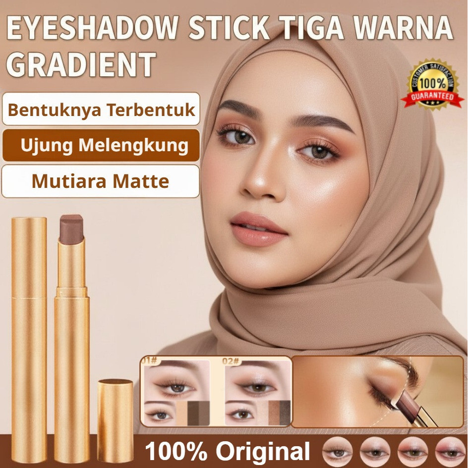 Stik Eyeshadow Tiga Warna Dengan Glitter Gradien/Eyeshadow Gradien Tiga Warna/Stik Eyeshadow Emas Be